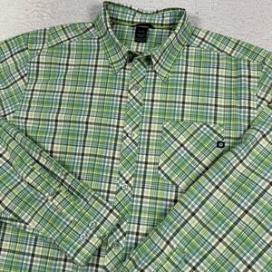 Marmot Shirt Men's XL Button Front Long Sleeve Plaid Organic Cotton Blend‎ EUC